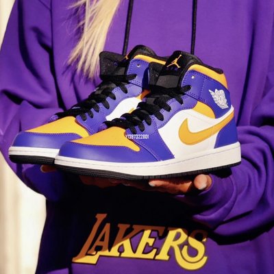 Air Jordan 1 Mid "Lakers" AJ1 湖人配色 減震籃球鞋 DQ8426-517