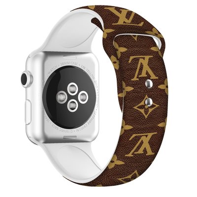 森尼3C-印花 LV Apple Watch錶帶 iwatch 7代 6 5 4 3 2 1 Se 矽膠錶帶 蘋果手錶帶-品質保證