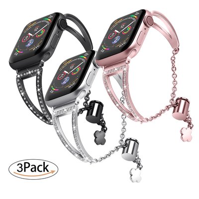 +io好物/蘋果apple watch3/4/5代手表 iwatch人字型鏤空不銹鋼表帶/效率出貨
