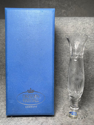 【二手】德國Dresden Kristall花瓶手工制作水晶花瓶 日本回流 擺件 古玩【久藏馆】-1588