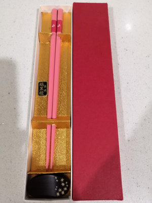 日本回流漆器筷，黑檀木螺鈿筷置，實木大漆金蒔繪筷子，全新原盒