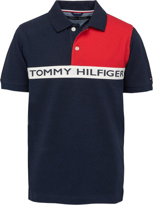 ☆【TH男生館】☆【TOMMY HILFIGER LOGO拼接POLO衫】☆【TOM003J1】青年版(M-L)