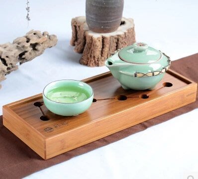 【熱賣精選】七連珠 孟宗竹製小茶盤儲水抽屜式茶洗海套裝辦公室功夫茶具