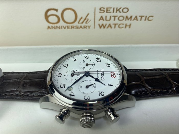 SEIKO SARK001 SRQ019J1 白琺瑯精工三眼計時款藍鋼針白面正裝錶限量60週年8R48 機械錶白面三眼SARX | Yahoo奇摩拍賣