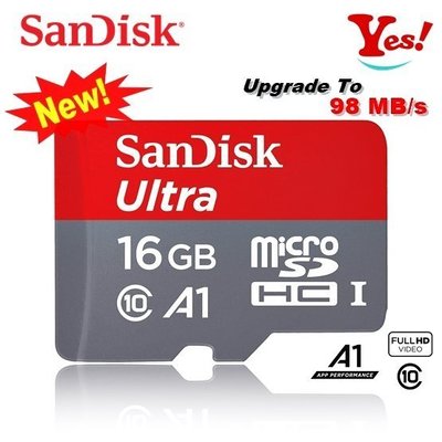 【Yes！公司貨】SanDisk ULTRA A1 microSDHC C10 98MB 16GB 16G TF 記憶卡