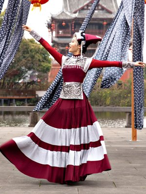舞依戀彝族舞蹈服裝少數民族服裝女演出服裝藝考服裝大規格不同價格不一樣