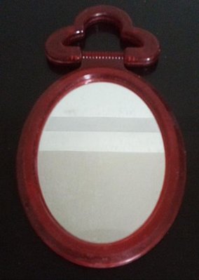 【1055】鏡子 掛鏡 化妝鏡 紅色 二手
