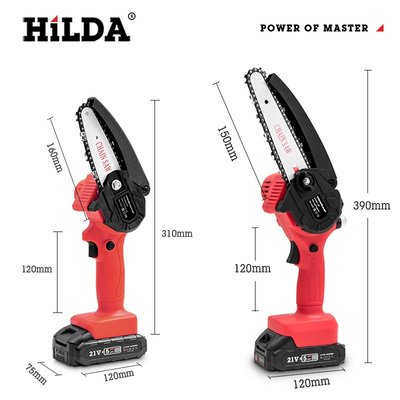 【現貨免運】HiLDA/希爾達 4寸 6寸電鏈鋸木工鋸鋰電鏈鋸 伐木鋸 園林工具