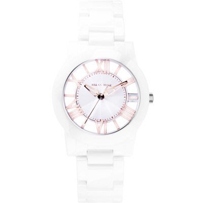 【金台鐘錶】RELAX TIME 鏤空 陶瓷腕錶 水晶鏡面 -白X玫瑰金 38mm (RT-53-3)
