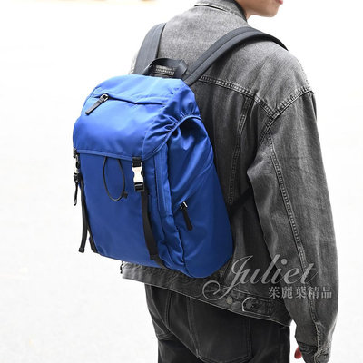 【茱麗葉精品】《全新精品 優惠中》PRADA 2VZ062 三角LOGO尼龍硬式束口後背包旅用包.藍 大 現貨