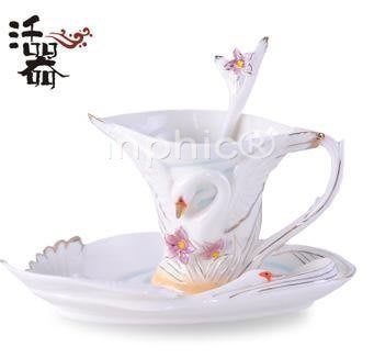 INPHIC-天鵝愛情侶水杯 歐式 韓國創意咖啡杯 情侶套裝陶瓷杯具