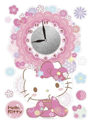 鼎飛臻坊 現貨 Hello Kitty 凱蒂貓 壁貼時鐘 全2款 日本正版