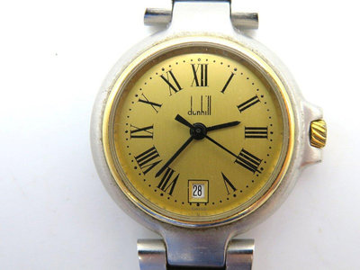 【一元起標】【精品廉售/手錶】瑞士名錶Dunhill登喜路 石英錶/雙色精鋼錶帶*經典靓款*# KQ*防水*佳品