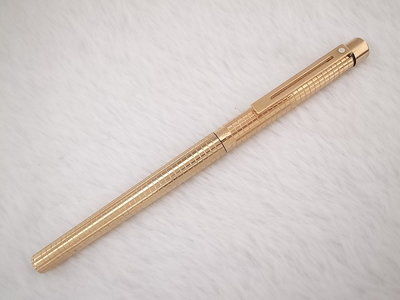 B028 少見targa細桿 - 西華 美國製 targa 1006 金色格子14k F尖鋼筆(7成新握位有修補)