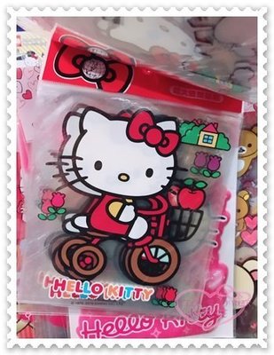♥小花花日本精品♥ Hello Kitty 腳踏車 蘋果 蝴蝶結 貼紙 壁貼 裝飾貼 造型貼 牆壁貼 53102102