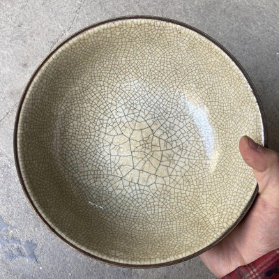 清代哥窯開片釉瓷碗古董古玩老貨瓷