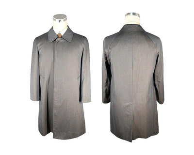 [極新品] Lanvin 浪凡 淺灰色細水波紋100%純羊毛單排釦長版大衣 日本製 約S-M號