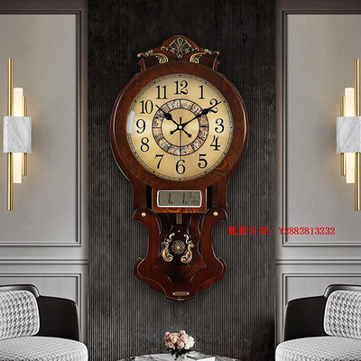 親親百貨-新中式貝殼鐘表掛鐘客廳家用萬年歷新中式大氣時尚裝飾時鐘掛墻表滿300出貨