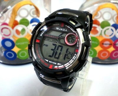 地球儀鐘錶 JAGA冷光電子錶 大字幕酷似G-SHOCK造型 運動 學生 當兵必備【全國超低價↘420】M819黑紅