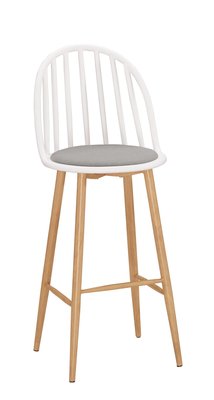 【生活家傢俱】CM-657-4：伊蒂絲白色吧台椅-中款【台中家具】高腳椅 餐椅 休閒椅 絨布墊+鐵腳 北歐風中島椅