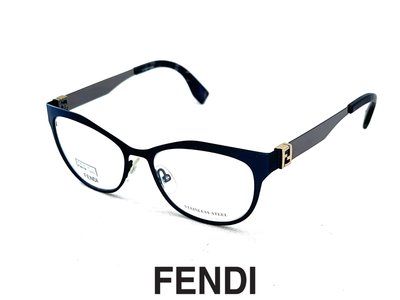 【本閣】FENDI FF0114 義大利精品光學眼鏡鈦金屬圓框 黑色銀色鏡腳 近視老花 全視線抗藍光 芬迪經典logo