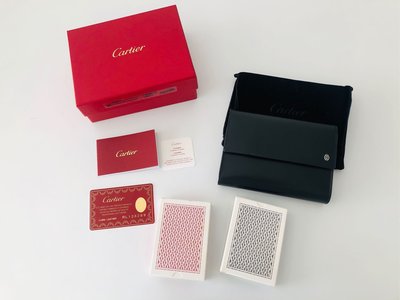 全新 Cartier 卡地亞 撲克牌組 2入 附原廠牛皮手拿包