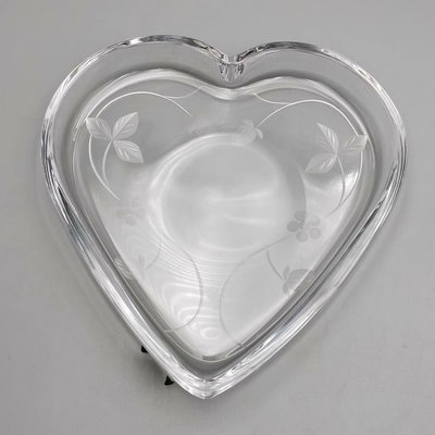 回流精品水晶皿英國Minton明頓手工切割心形水果甜品盤碟