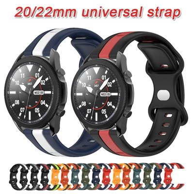 20mm 22mm 通用矽膠錶帶適用於華為手錶 Gt3 Gt2 Pro 三星 Galaxy Watch 蝴蝶色遮光扣 A