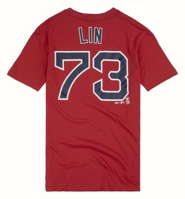 MLB Majestic波士頓紅襪隊73號林子偉背號T恤 丈青/紅