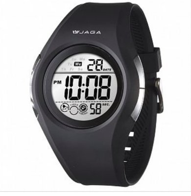 [時間達人] JAGA捷卡M984多功能防水100米運動電子錶(黑色)