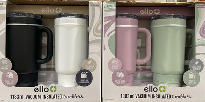 ELLO 不鏽鋼吸管隨行杯2件組 單個容量約1.2公升-吉兒好市多COSTCO代購