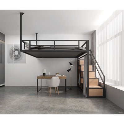 新款單身小公寓高架床鐵藝單雙人床創意設計復式二樓床空間閣樓床