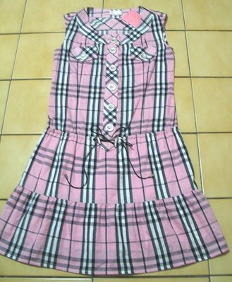 IRIS艾莉詩全新M號有吊牌,粉紅色經典格紋+裝飾扣.緞帶腰帶背心洋裝