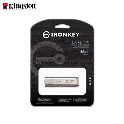 金士頓 16G IronKey Locker+ 50 加密 隨身碟 金屬外殼 公司貨 (KT-IKLP50-16G)