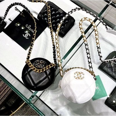 Chanel AP0999 白色 黑色 小圓餅 珍珠包 超美的一個 Accessory肩背包 拉鏈包