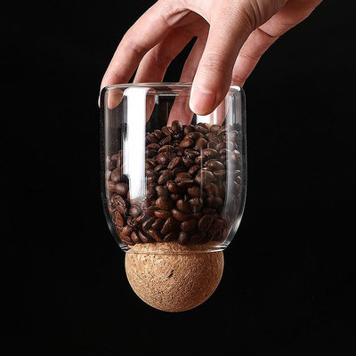 咖啡豆保鮮罐 創意軟木塞密封罐 家用玻璃罐咖啡豆子保存罐玻璃瓶