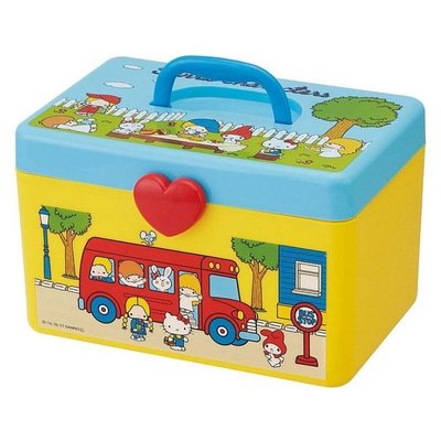正版授權 日本帶回 三麗鷗家族 凱蒂貓 塑膠手提收納箱 工具箱 置物盒 收納盒 工具盒 手提盒 飾品盒 卡通盒 塑膠盒