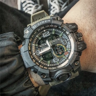 潮男防水電子錶雙顯多功能跑步運動計時手錶男士軍迷大錶盤夜光錶