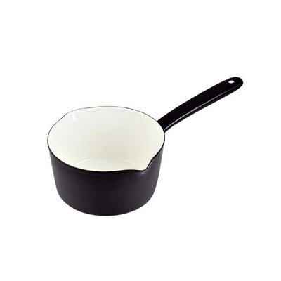 【日本Pearl Life】黑色琺瑯牛奶鍋 15cm 單柄琺瑯鍋 平底鍋 琺瑯湯鍋 單柄鍋 燉鍋 附刻度