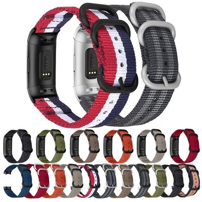 適用于Fitbit Charge5智能手環尼龍帆布手錶帶 Charge3/4/5尼龍帶