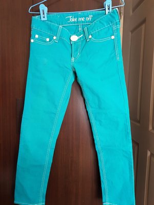 日本購回Sly超有型藍綠色牛仔窄管褲