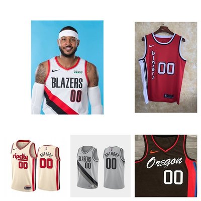 NBA Portland Trail Blazers 波特蘭拓荒者隊 #00 Anthony 男式籃球球衣 短袖運動T恤-麥德好服裝包包