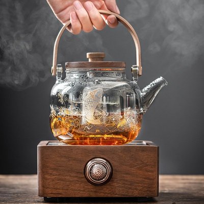 特價！唐豐胡桃木高端電陶爐煮茶器玻璃燒水壺白茶煮茶壺小型煮茶爐套裝