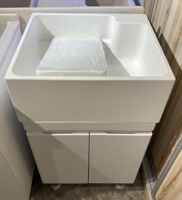 德浦50X45公分霧面人造石洗衣槽+防水白木紋浴櫃
