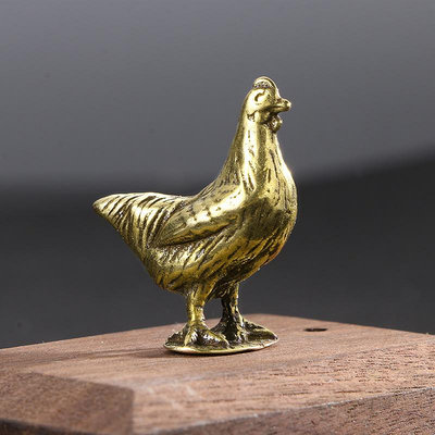 銅雞擺件黃銅仿古母雞金雞動物家居玄關辦公室桌面迷你生肖雞工藝