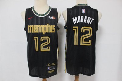 賈·莫蘭特(Ja Morant) NBA曼菲斯灰熊隊 2020～21 城市版 黑色 球衣12號
