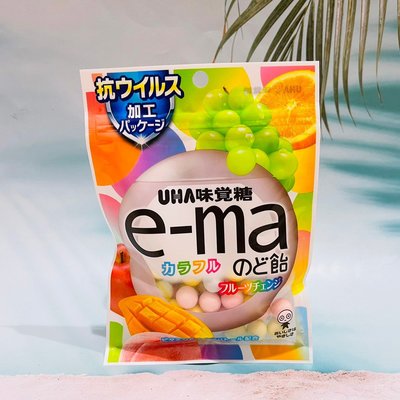 日本 UHA味覺糖 e-ma 綜合水果風味喉糖 彩虹喉糖 50g ema喉糖