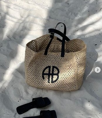 【代購】 Anine bing 皮革手把  編織  托特包  海灘包