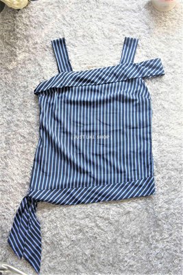 [ JUST LIKE ] 美國OL品牌 Banana Republic BR 藍色條紋襯衫一字領露肩設計感上衣 日本購