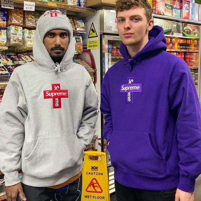 Cross Box Logo Hooded Sweatshirt Purple | kensysgas.com